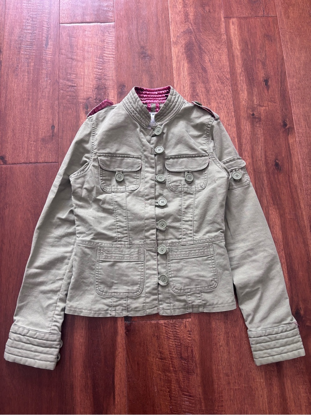 Women's Peacoat-Style Button Front Jacket in Olive